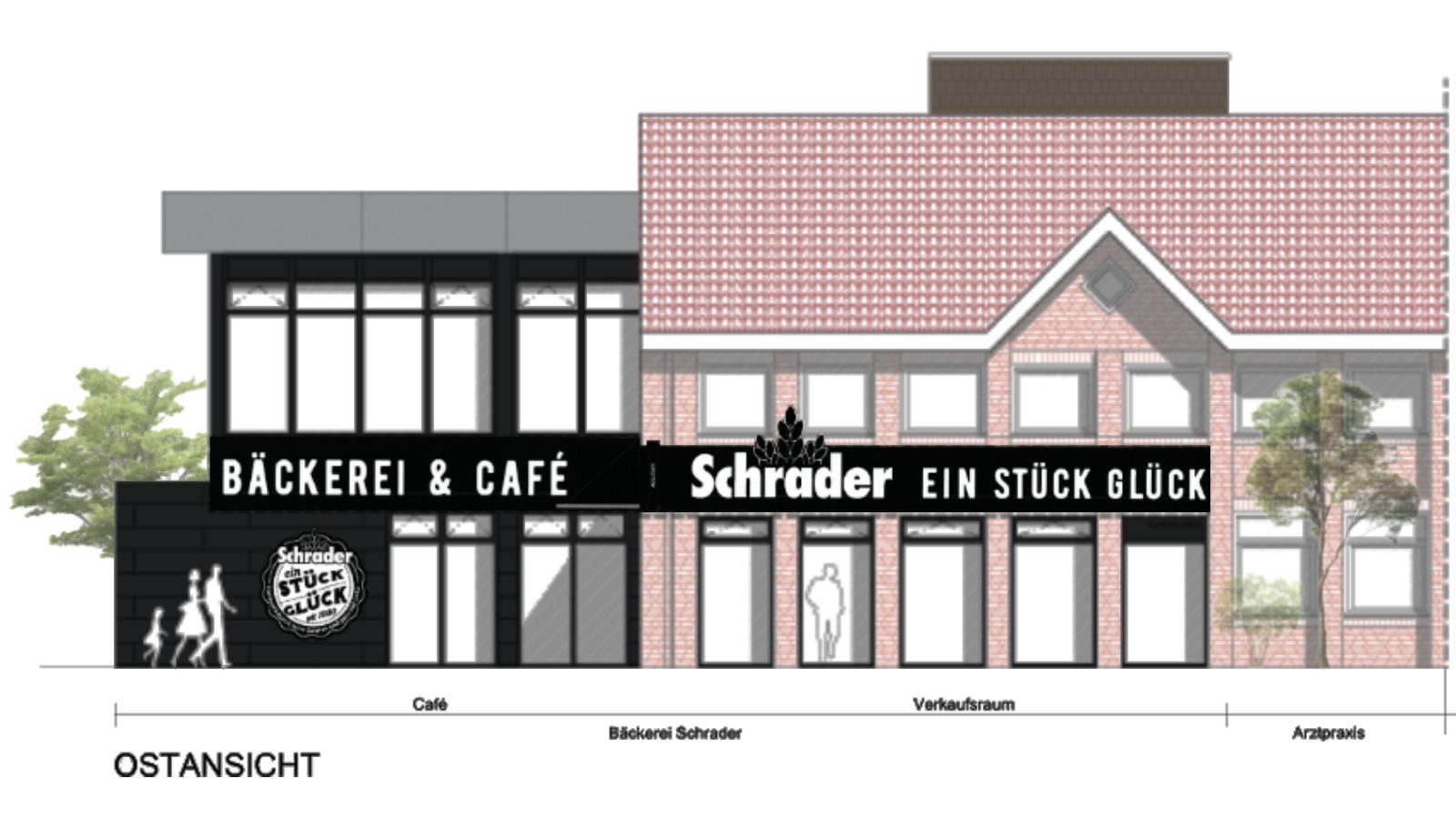 Umbau der alten Volksbank zum Gesundheitszentrum mit Bäckerei